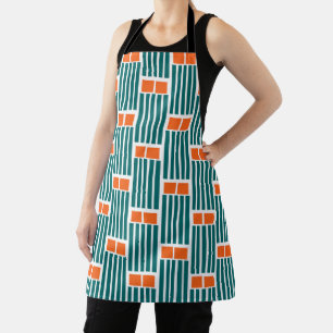 Teal Lines and Boxes  Apron