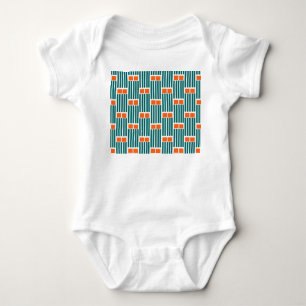Teal Lines and Boxes Baby Bodysuit