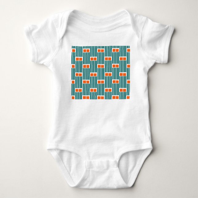 Teal Lines and Boxes  Baby Bodysuit (Front)