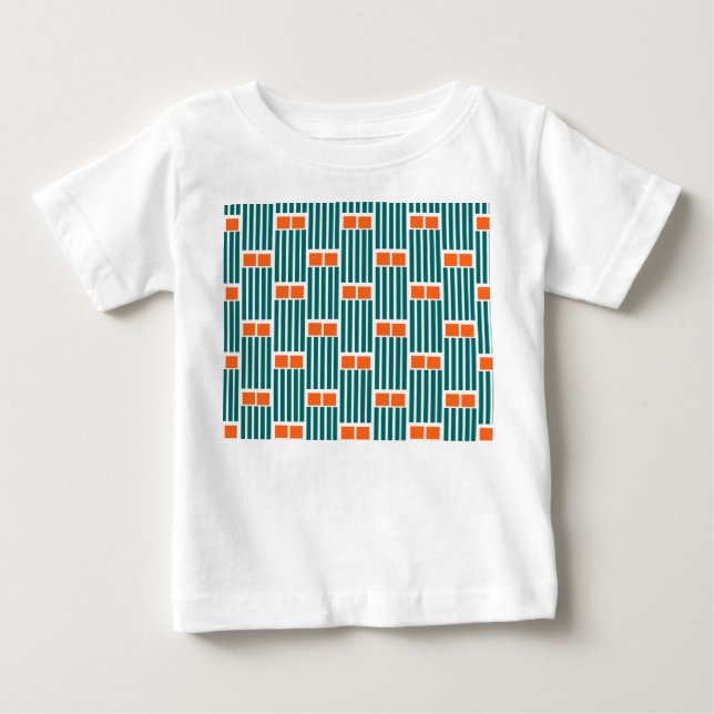Teal Lines and Boxes  Baby T-Shirt (Front)