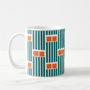 Teal Lines and Boxes Coffee Mug