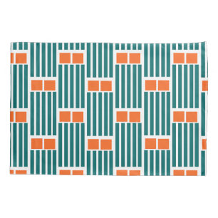 Teal Lines and Boxes  Pillowcase