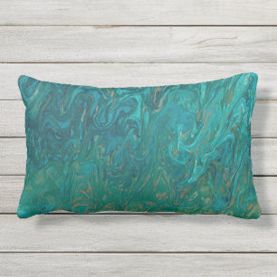 Teal Liquid Colour Flow Lumbar Pillow