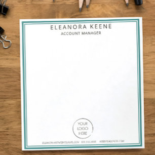 Teal Logo, Name, and Contact Info Branded Business Notepad