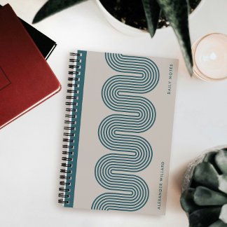 Teal Lombard Wavy Lines Modern Custom Notebook