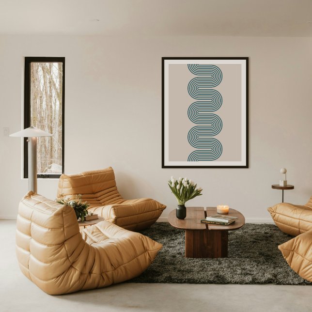 Teal Lombard Wavy Lines Modern Minimal Art Print (Creator Uploaded)