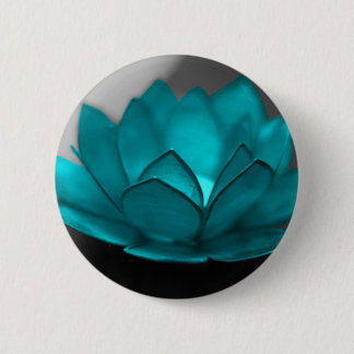 Teal Lotus 6 Cm Round Badge