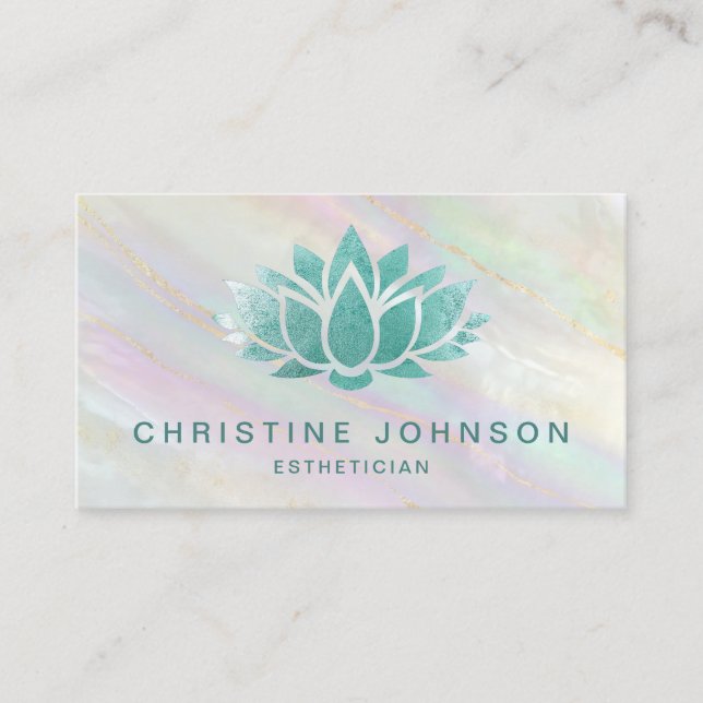 teal lotus logo business card (Front)