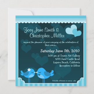 Teal Love Birds Wedding Invitation