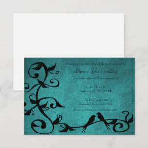 Teal Lovebirds Bridal Shower Invite