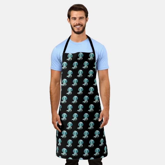 Teal Luminescent Jellyfish Apron (Worn)