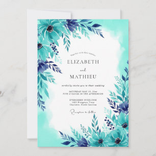 Teal Luminous Summer Wedding Invitation