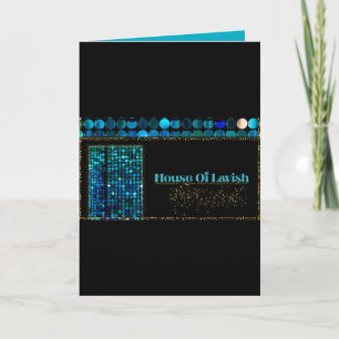 Teal Luxe Mosaic Greeting Modern Black Card
