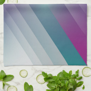 Teal magenta gray triangles tea towel