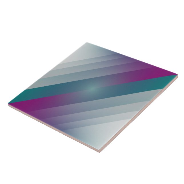 Teal magenta grey triangles ceramic tile (Side)