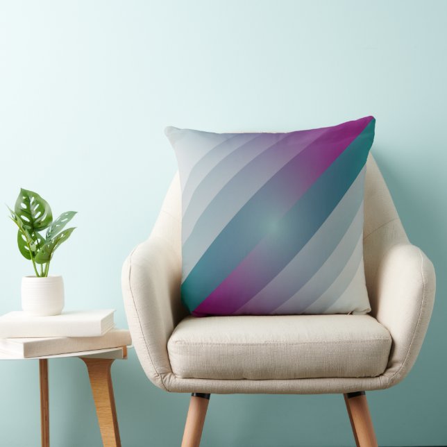 Teal magenta grey triangles cushion (Chair)