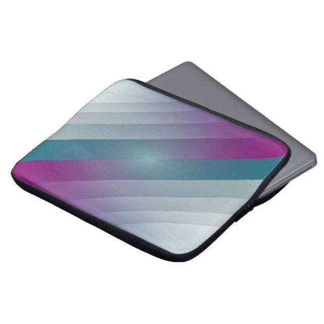 Teal magenta grey triangles laptop sleeve (Front Top)