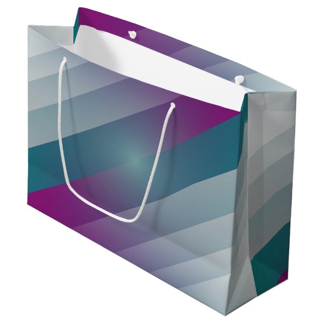 Teal magenta grey triangles large gift bag (Front Angled)