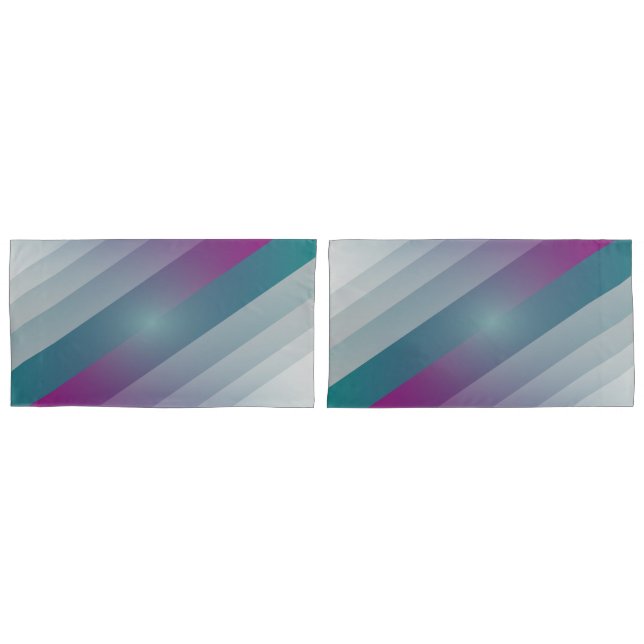 Teal magenta grey triangles pillowcase (Front-Set)