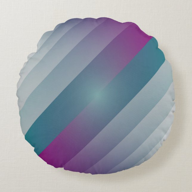 Teal magenta grey triangles round cushion (Front)