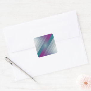 Teal magenta grey triangles square sticker