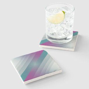 Teal magenta grey triangles stone coaster