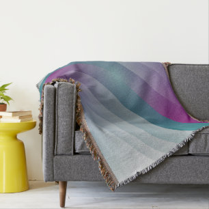 Teal magenta grey triangles throw blanket