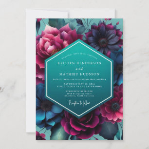 Teal Magenta Nocturne Wedding Invitation