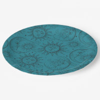 Teal Magic Vintage Celestial Sun Moon Stars