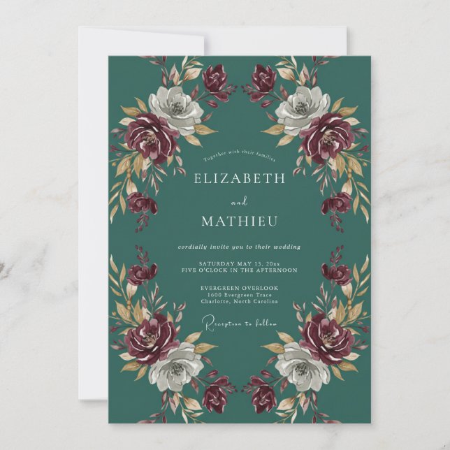Teal Magnificent Winter Wedding Invitation (Front)