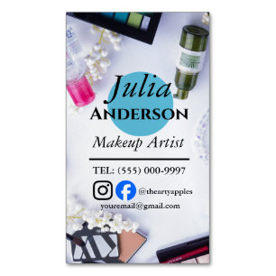 teal Makeup Artist MUA photo small business Magnetic Business Card