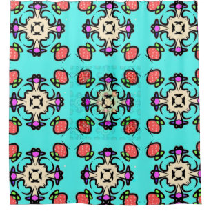 Teal Mandala Art Shower Curtain