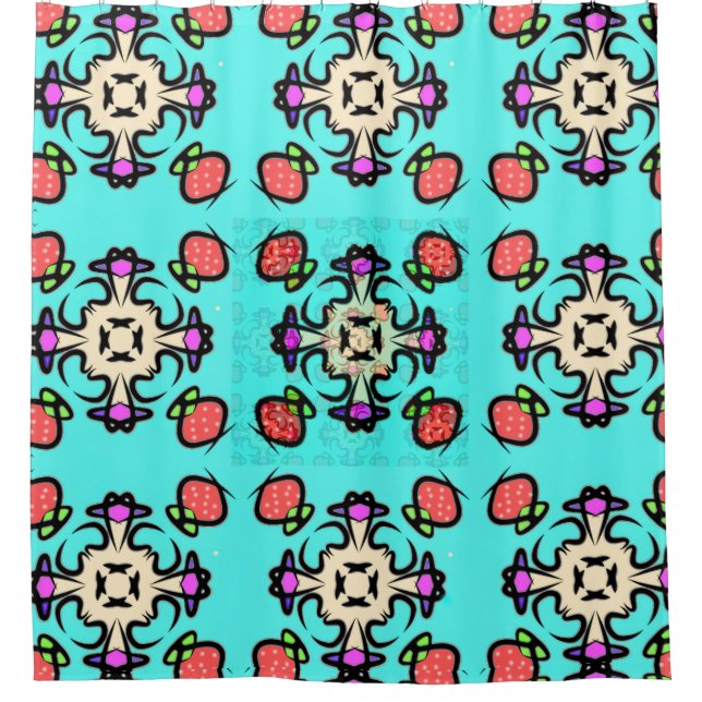 Teal Mandala Art Shower Curtain (Front)