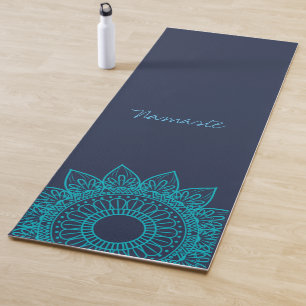 Teal Mandala Namaste Yoga Mat