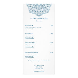 Teal Mandala Yoga Reiki Massage Handrawn Mandala Rack Card