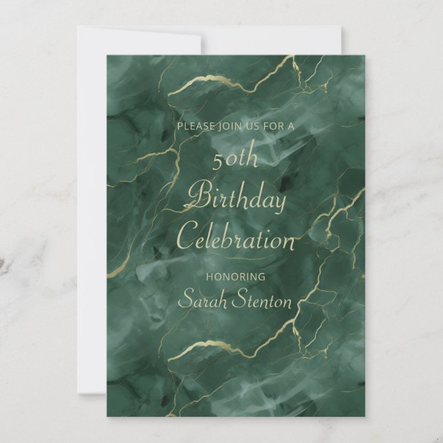 Teal Marble 50th Birthday Invitation (Front)
