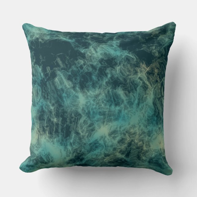 Teal Marble Abstract Cushion (Front)