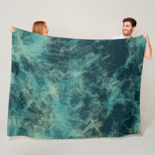 Teal Marble Abstract Fleece Blanket