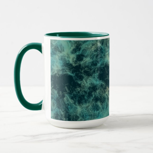 Teal Marble Abstract Mug (Left)