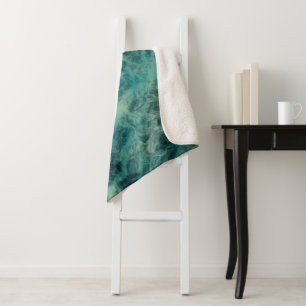 Teal Marble Abstract Sherpa Blanket