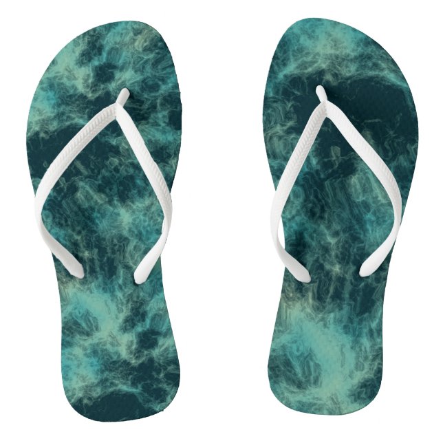 Teal Marble Abstract Thongs (Footbed)