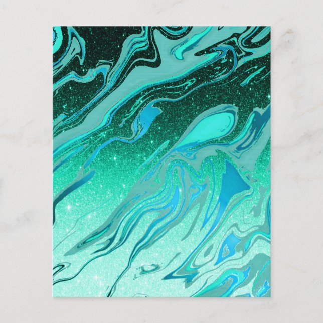 Teal marble glitter scrapbook background paper (Front)