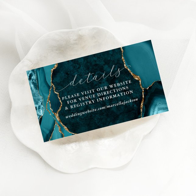 Teal, Marble & Gold Agate Details Note Card (Creator Uploaded)