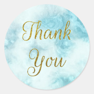 Teal Marble & Gold Thank You Envelope Seal