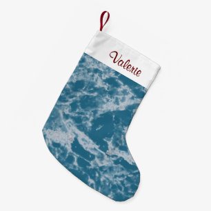 Teal Marble Small Christmas Stocking