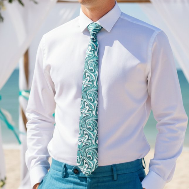 Teal marble wedding  tie (Creator Uploaded)