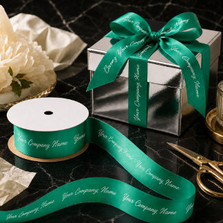 Teal Marketing Branding Branded Company Name Satin Ribbon