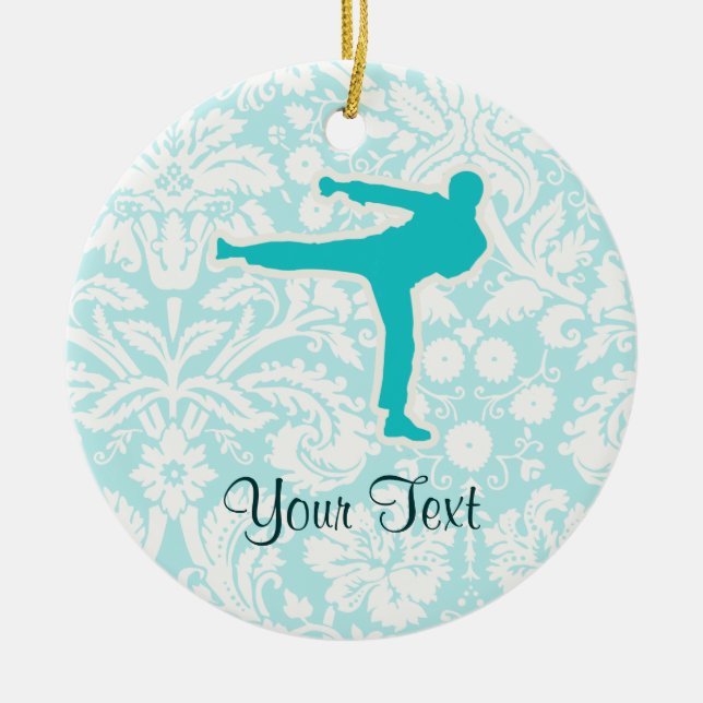Teal Martial Arts Ceramic Tree Decoration (Front)