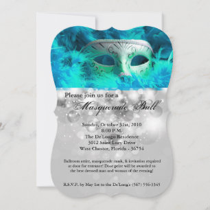 Teal Masquerade Ball Mask Costume Halloween Part Invitation