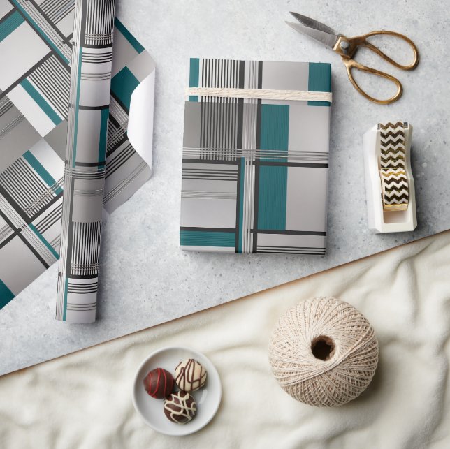 Teal Matrix Luxe Wrapping Paper (Crafts)